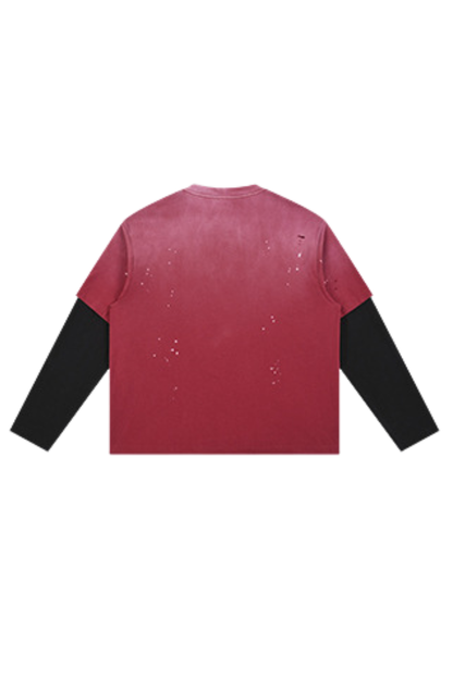 Women's Summer Distressed Layered Ripped Long-Sleeve Tee