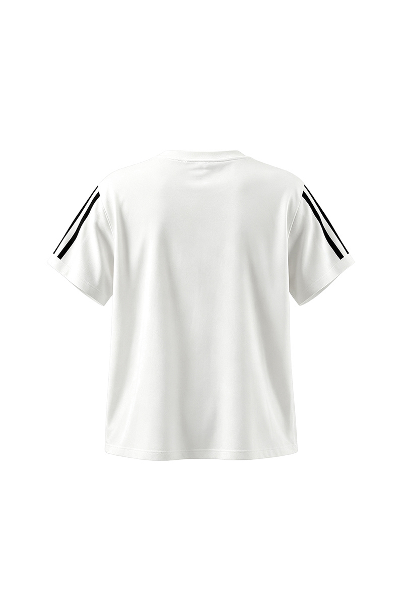 Women Summer Side Stripe Cropped Short Sleeve T Shirt