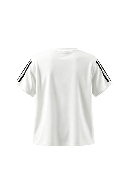 Women Summer Side Stripe Cropped Short Sleeve T Shirt