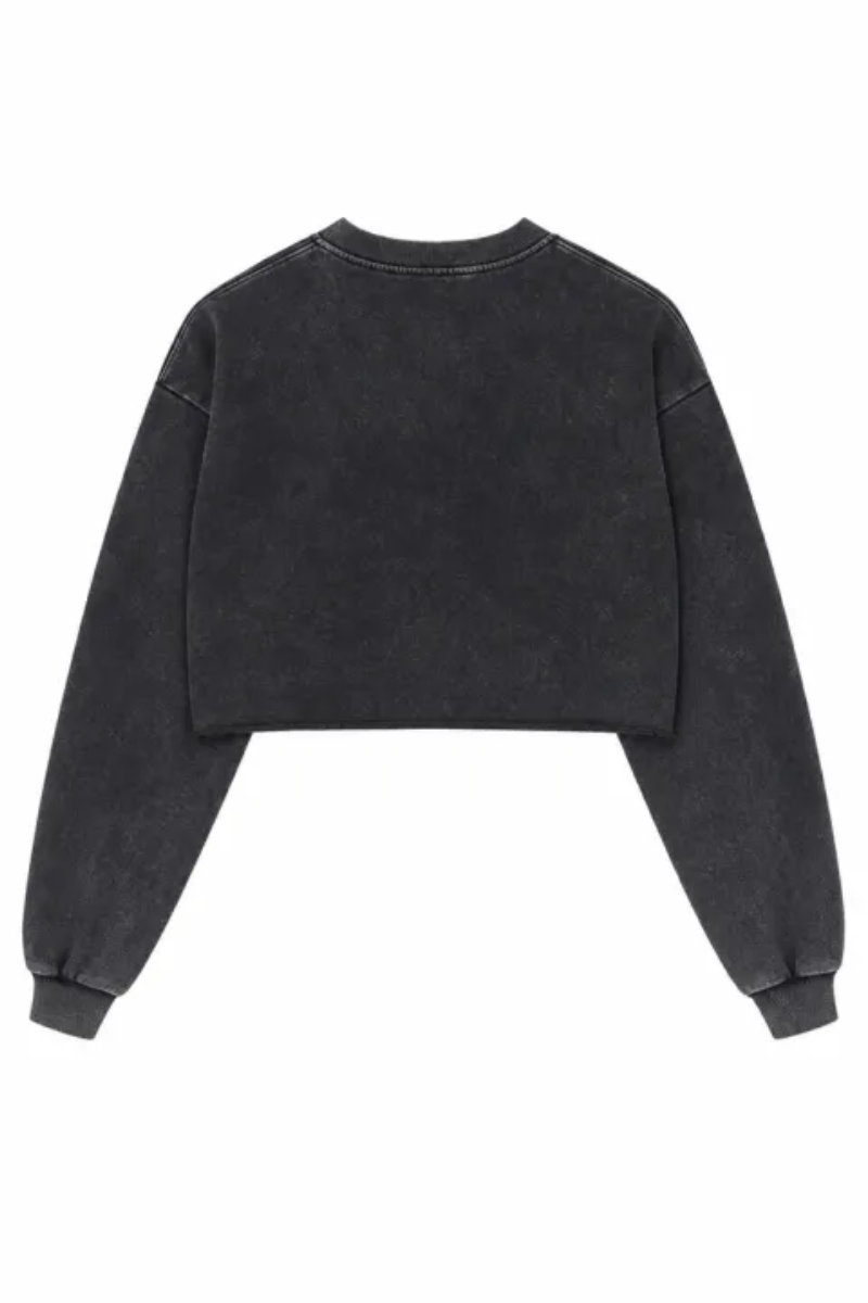 Women's Fall Snow-Wash Vintage Cropped Crewneck Sweatshirt