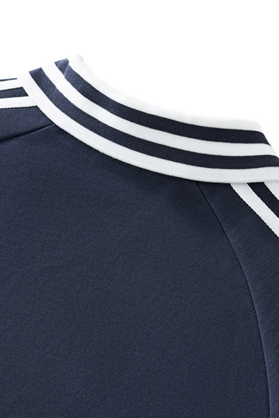 Unisex 380g Cotton Striped Colorblock Collar Sweatshirt