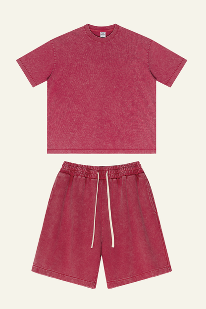 Women's Cotton Dopamine Set: T-shirt & Athletic Wear Short