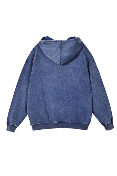 Unisex Fall Heavy Cotton Wax Washed Vintage Pocket Hoodie