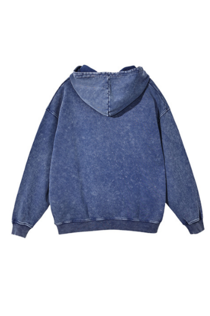 Unisex Fall Heavy Cotton Wax Washed Vintage Pocket Hoodie