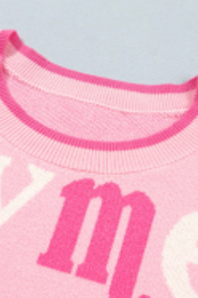 Women's Christmas Letter Print Loose Crew Neck Knit Sweater