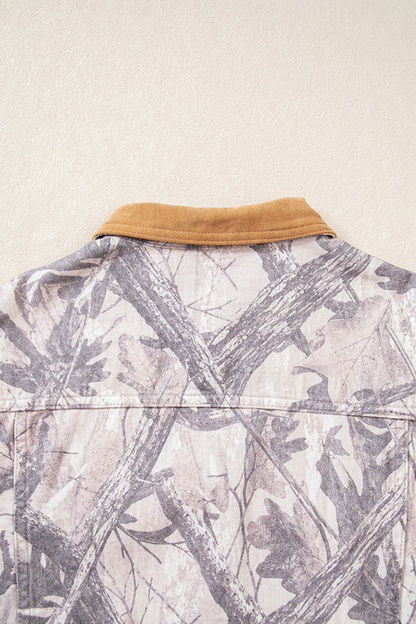 Women's Fall Camo Print Lapel Long Sleeve Denim Jacket