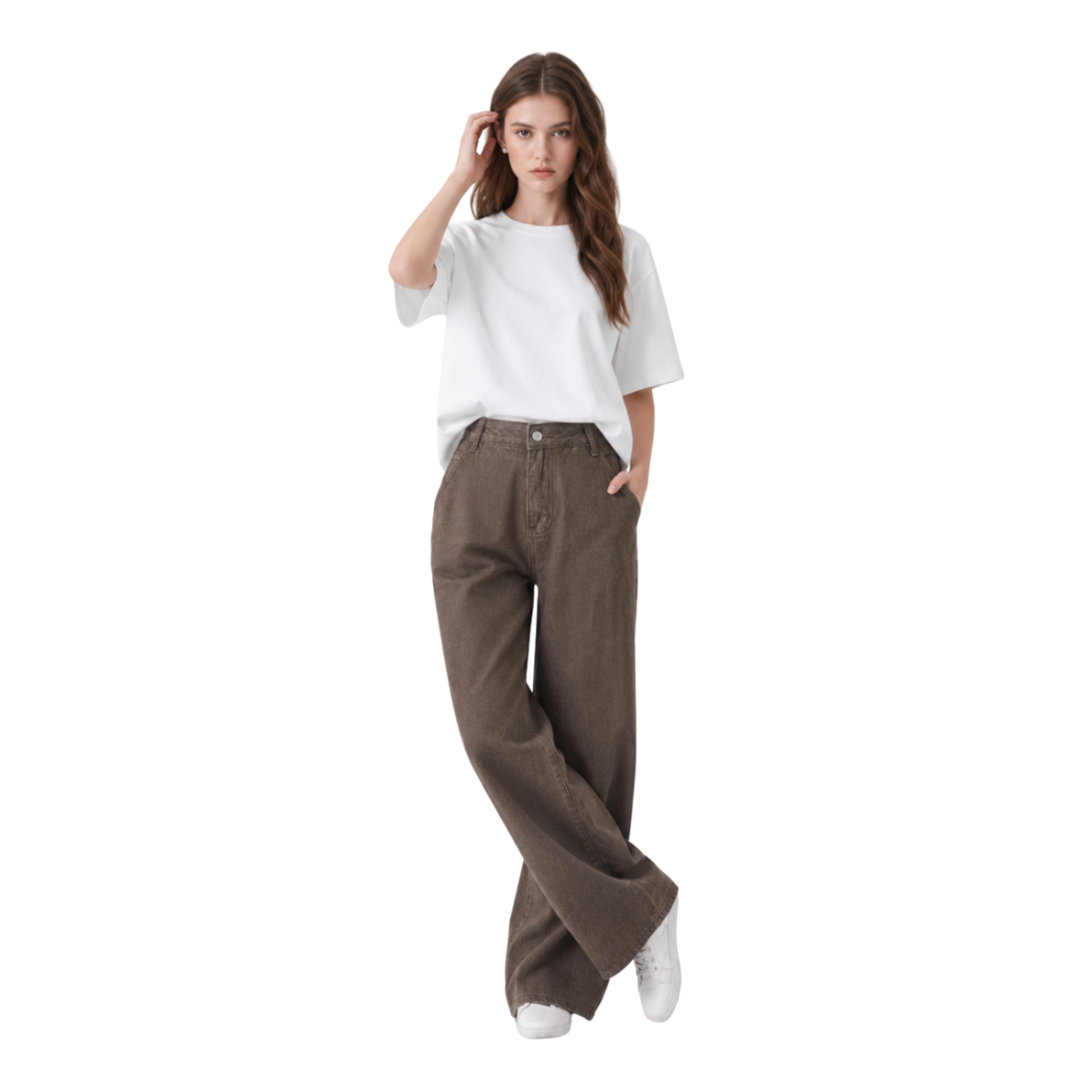 Women's High Waist Non-Stretch Wide Leg Jeans