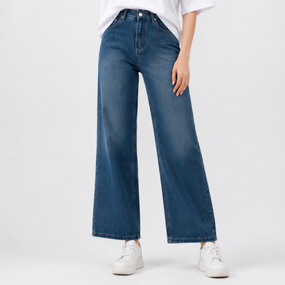 Women's High Waist Non-Stretch Wide Leg Jeans