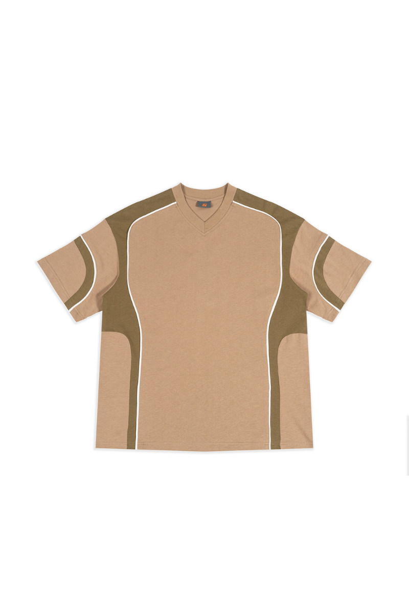 Unisex Summer Oversized Color Block V-Neck Street T-Shirt