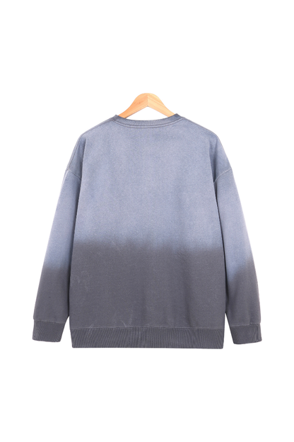 Men Fall Washed Vintage Gradient Crew Neck Sweatshirt