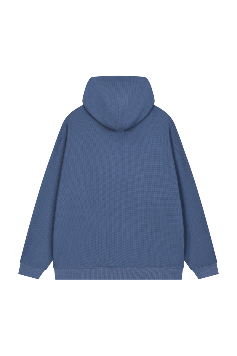 Men's Fall Waffle-Texture Drop-Shoulder Pullover Hoodie