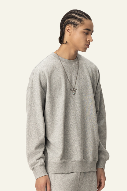 Men's 400G Heavyweight Streetwear Solid Pullover