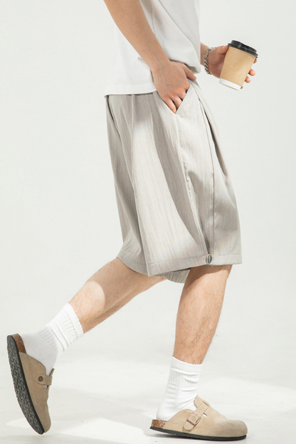 Men's Summer Crinkled Relaxed Straight 5" Button Hem Shorts