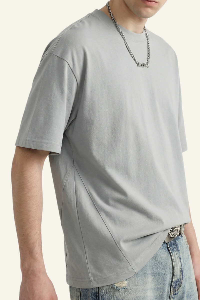 Men's Streetwear Loose-Fitting Drop Shoulders Solid T-shirt