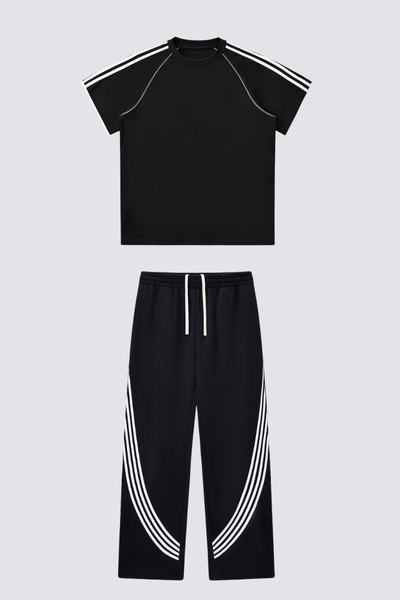 Comfortable short-sleeved shirt and wide-leg pants set