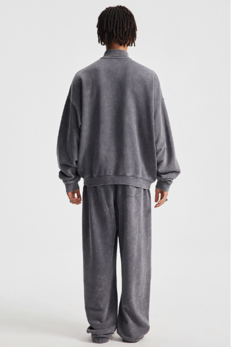 Men's Cotton Set:Stand Collar Jacket And Pants