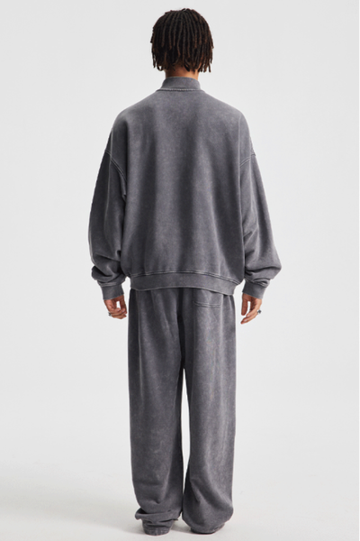 Men's Cotton Set:Stand Collar Jacket And Pants