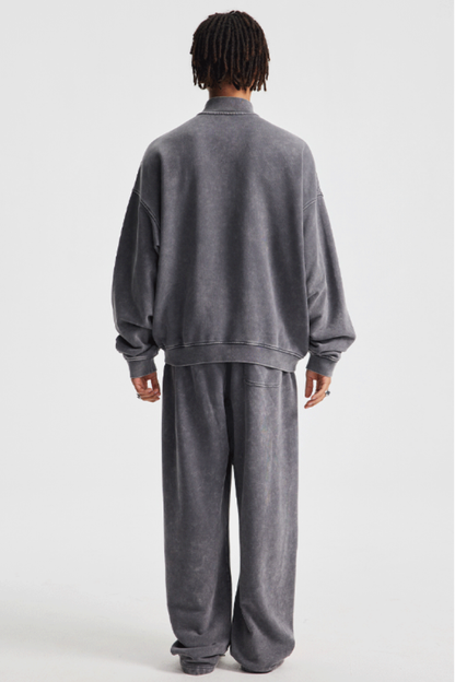 Men's Cotton Set:Stand Collar Jacket And Pants