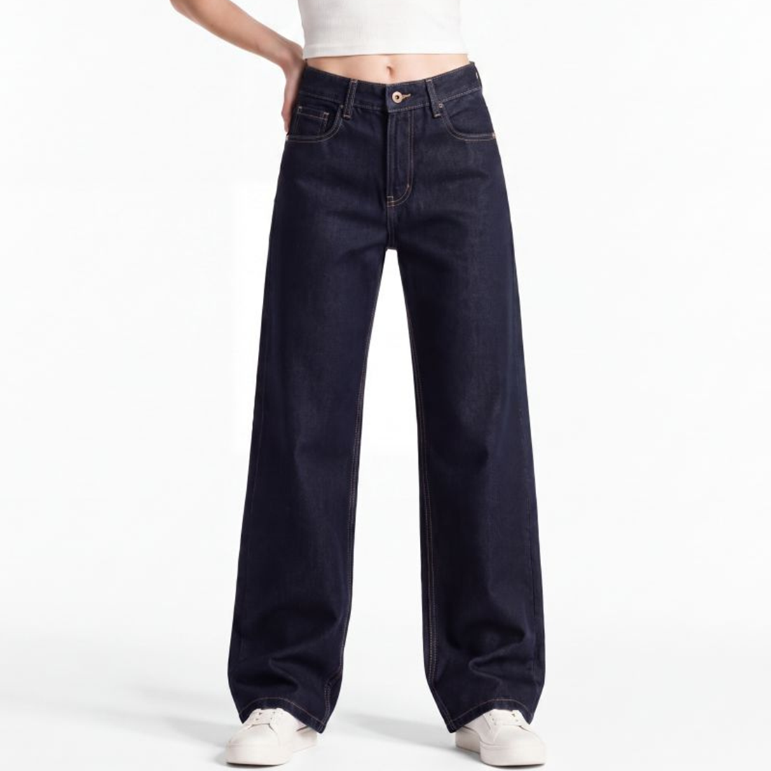 Women's Original Blue Wash High Waist Straight Leg Jeans