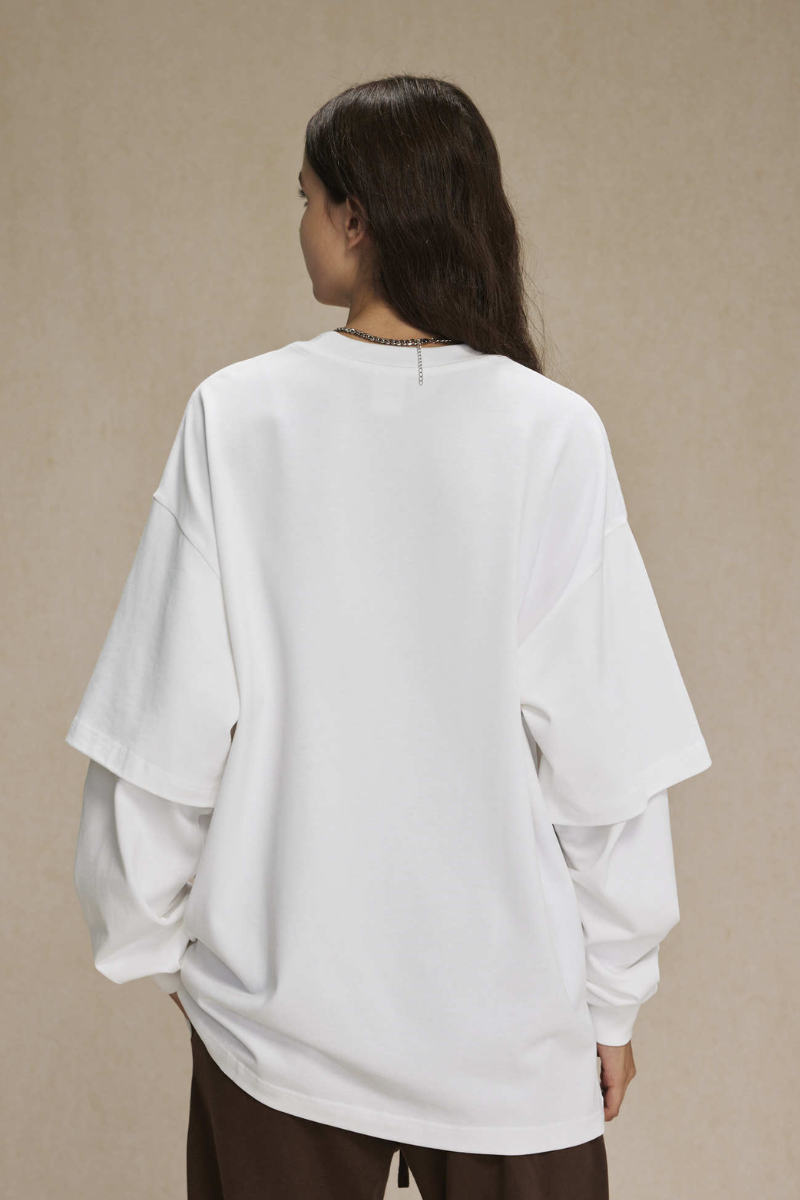 Women's Cotton Patchwork Faux Two-Piece Sweatshirt