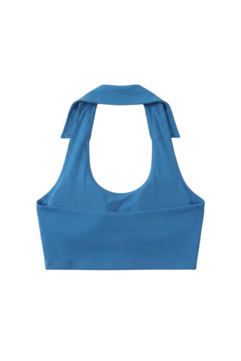 Women's New Lapel Halter Push Up Sports Bra - Padded Backless