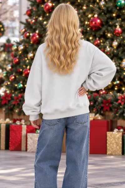 Women's Fall Christmas Embroidered Mock Neck Sweatshirt