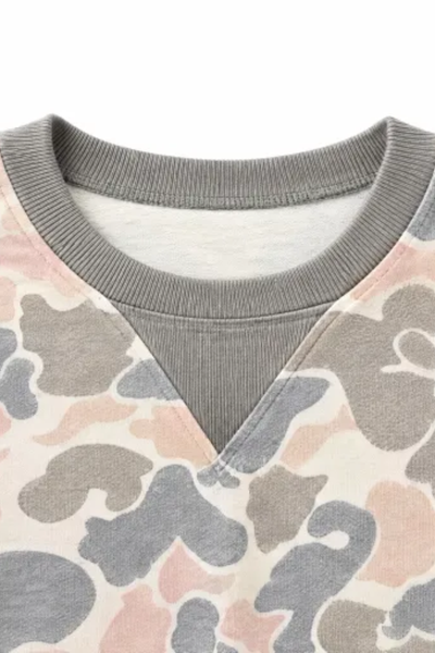 Women Fall Clothing Western Camo Layered V Neck Sweatshirt