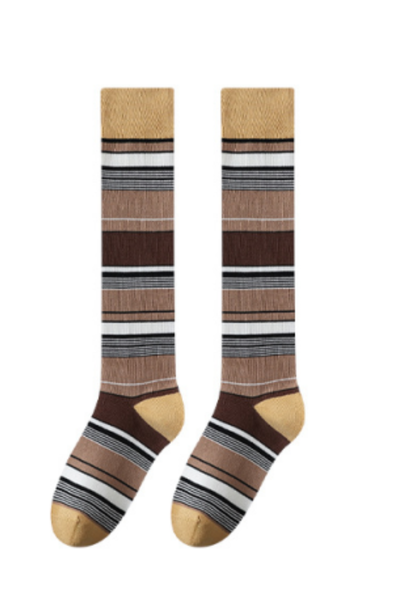 Unisex Fall Vintage Compression Striped Knee-High Socks