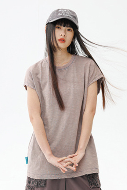 Unisex Heavy Washed Retro Crewneck Oversized Reflective Tank