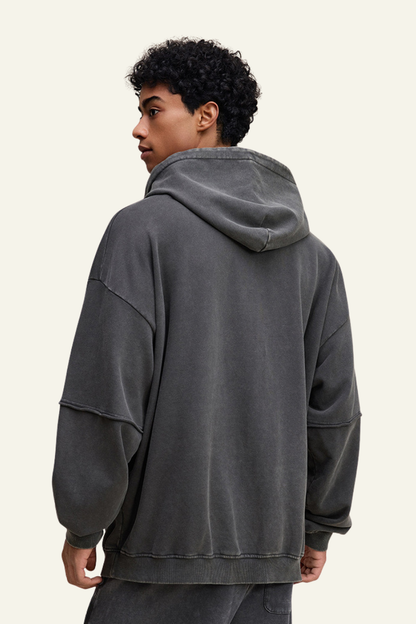 Men's Heavyweigt Fake Patchwork Two-piece Cotton  Hoodie