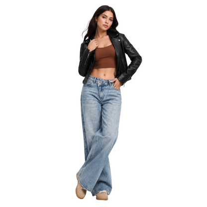 Women's High Waist Light Wash Vintage Baggy Wide Leg Jeans