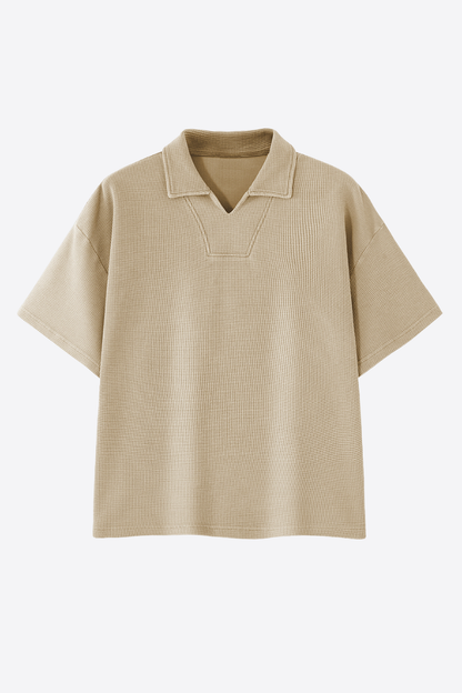 Men's 290g Heavy Waffle Snow Wash V-Neck Polo