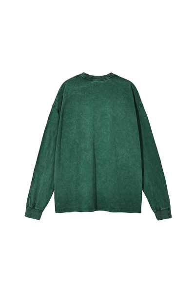 Unisex Fall 250gsm Cotton Wax Washed Long Sleeve Tee