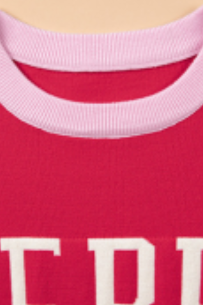 Women's Christmas Letter Color Block Loose Crew Neck Sweater