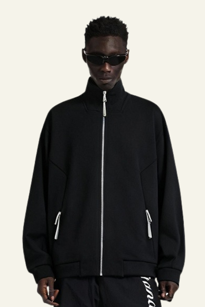 Men's Streetwear Stand Collar Full-Zipper Jacket