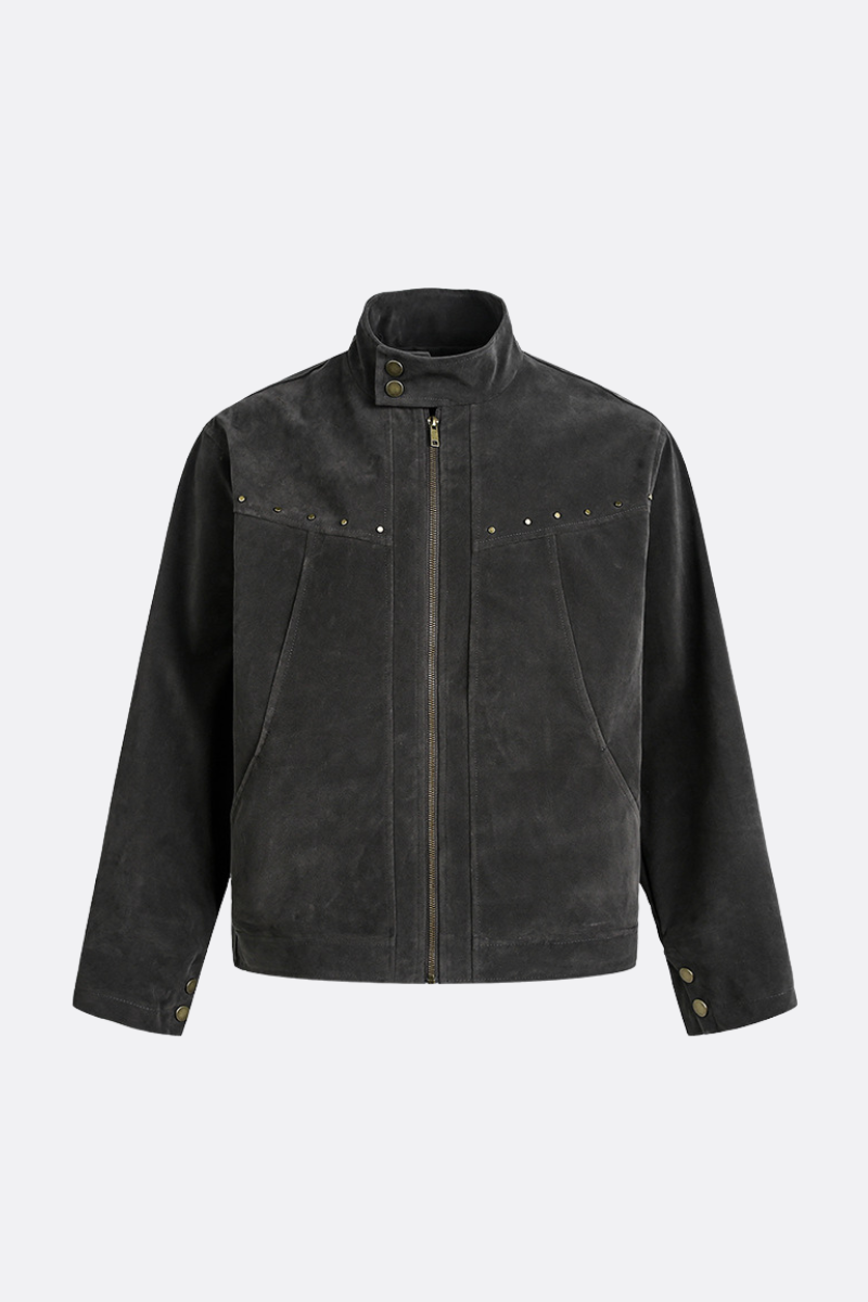 Unisex Spring New Barn Rivet Crop Harrington Jacket
