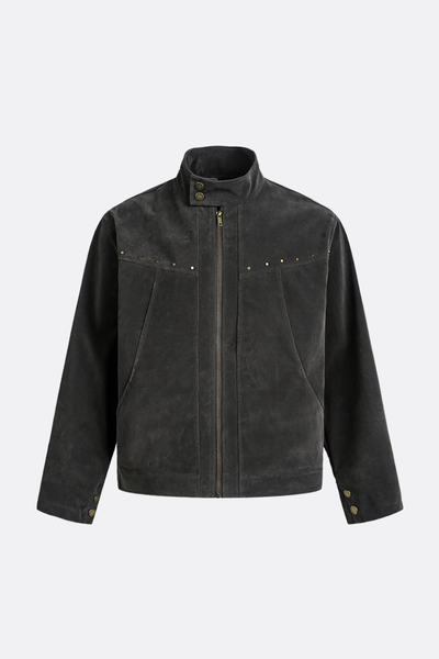 Unisex Spring New Barn Rivet Crop Harrington Jacket