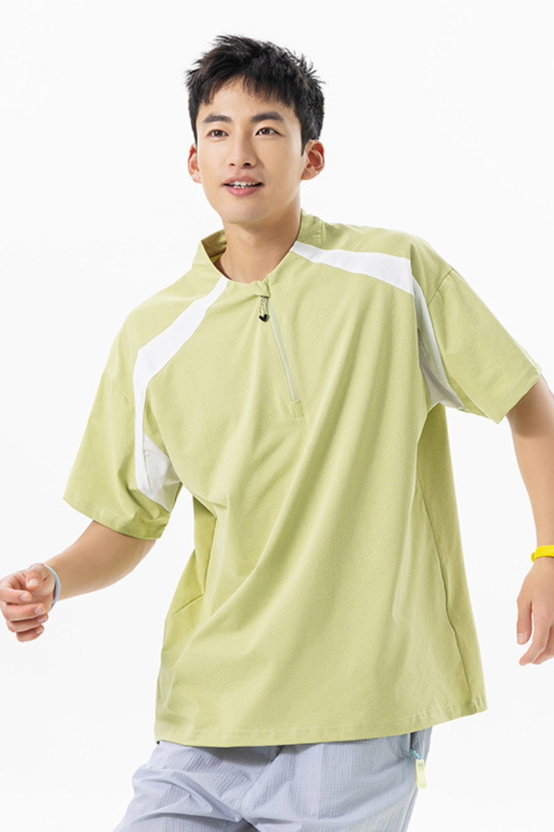 Men's Summer Outdoor Mint Half Zip Quick Dry Tee