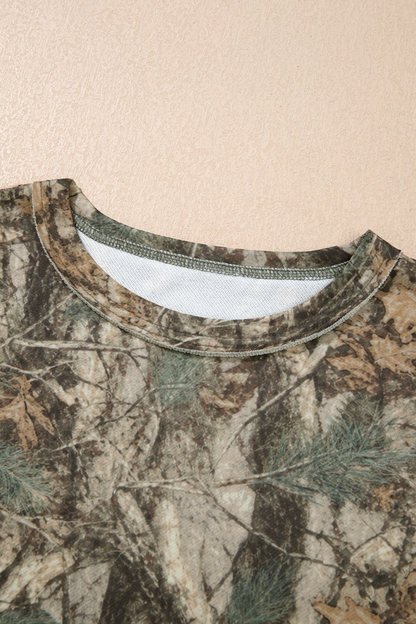 Women's Fall Abstract Print Multi-Pocket 2 Piece Set
