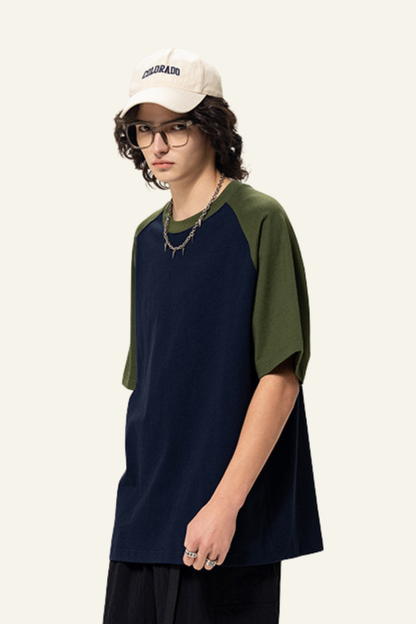 Men's  Cotton Color-Blocked Relaxed T-shirt.