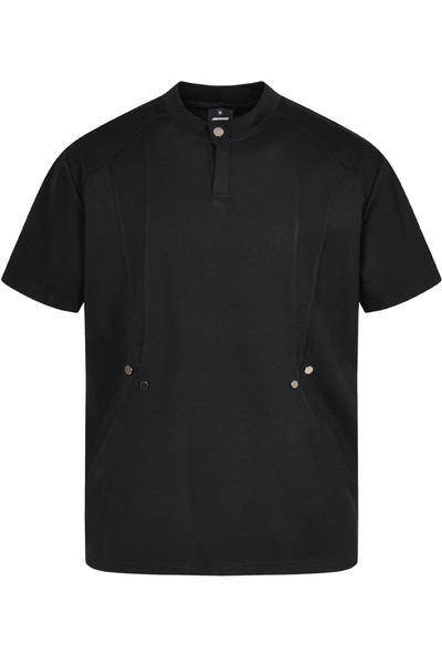 Men's Summer 320g Nylon-Cotton Minimalist Stand Collar Tee