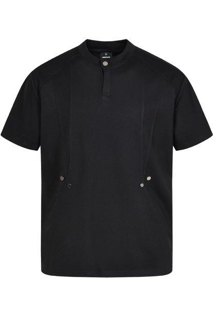 Men's Summer 320g Nylon-Cotton Minimalist Stand Collar Tee