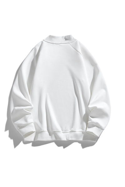 Men Spring Diagonal Zip Mock Neck Oversized Sweatshirt