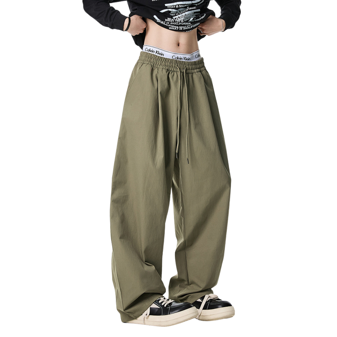 Men's Spring Pleated Loose Curved Wide Solid Pants