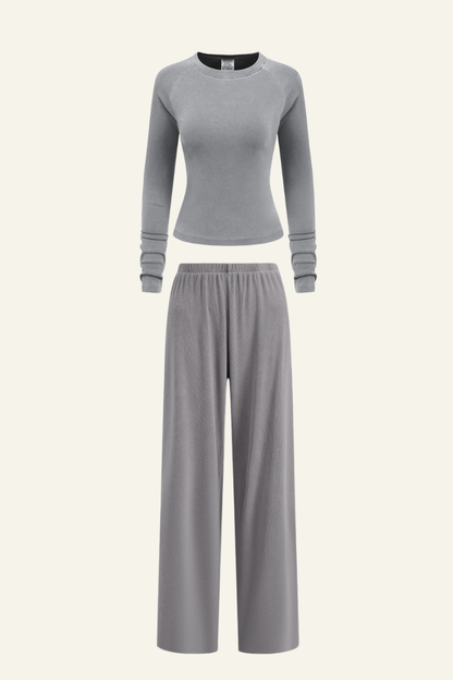Women's Set:Long Sleeves T-shirt & Casual Pants