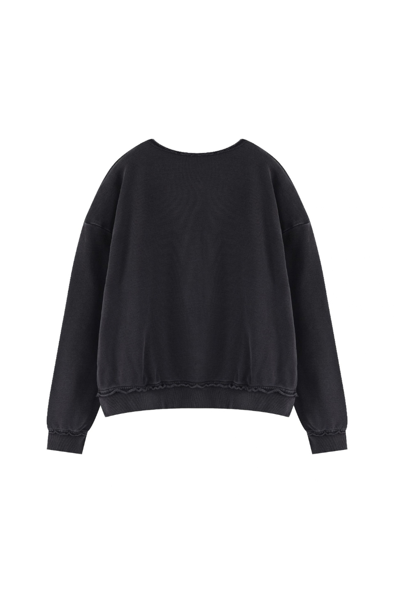Women Fall Clothing 360G Raw Edge Cropped Pocket Sweatshirt