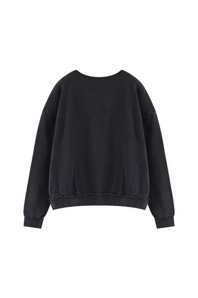 Women Fall Clothing 360G Raw Edge Cropped Pocket Sweatshirt