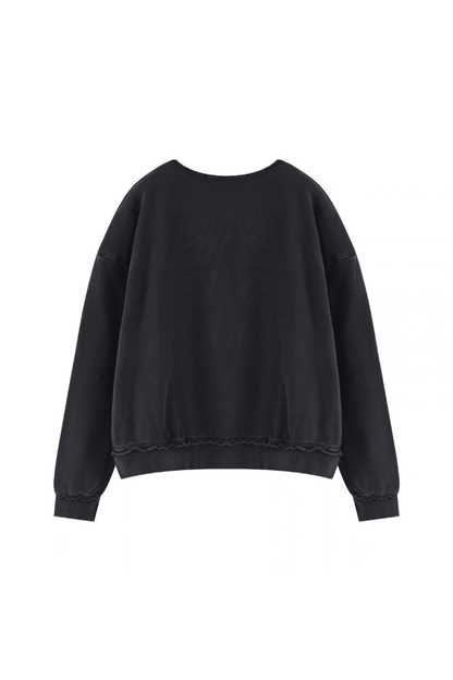 Women Fall Clothing 360G Raw Edge Cropped Pocket Sweatshirt
