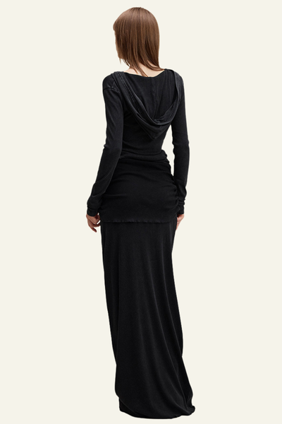 Women's Slim Fit Set:Long Seelve Top & Maxi Skirt