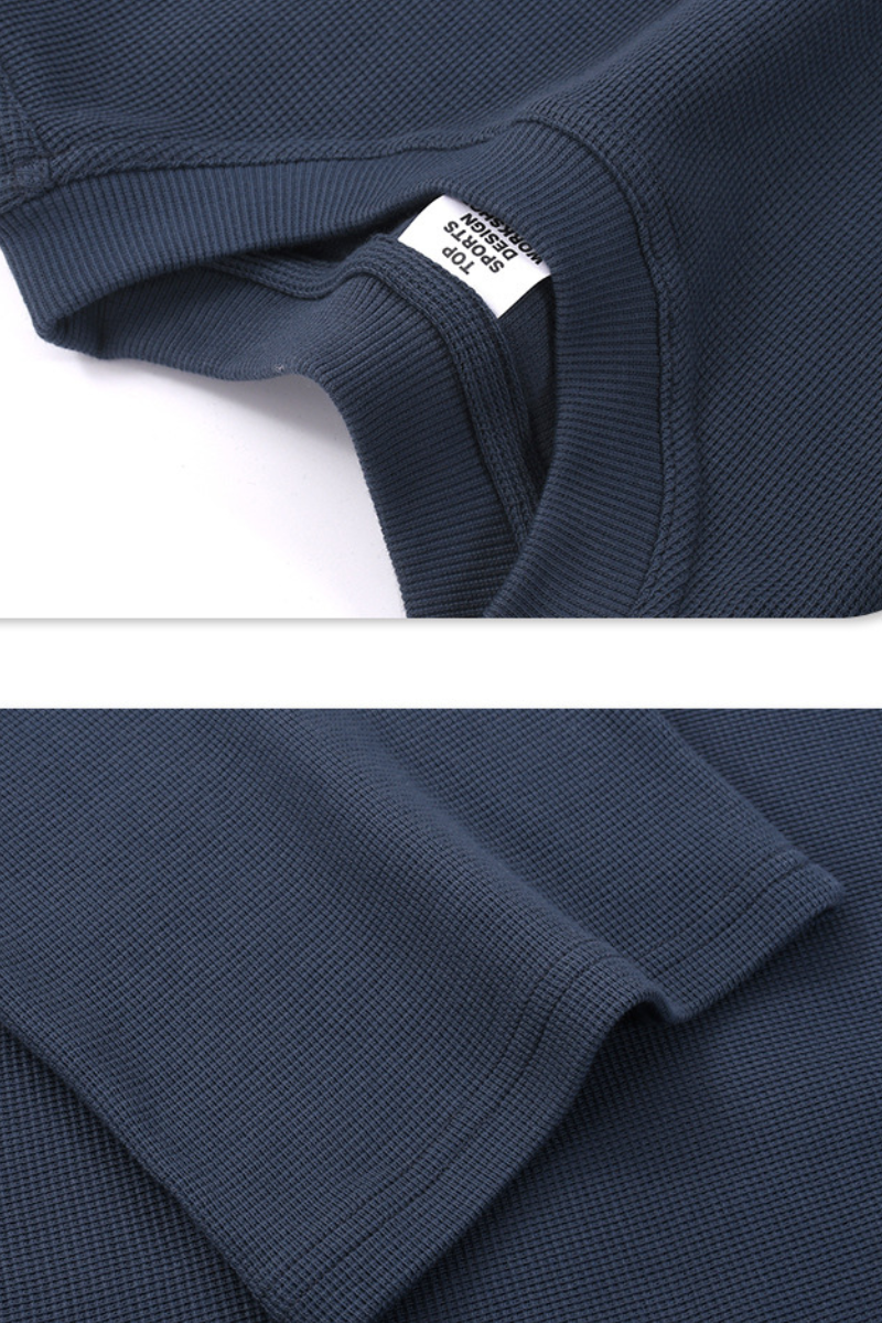 Men's Summer 330g Waffle Soft Breathable Solid Loose Tee
